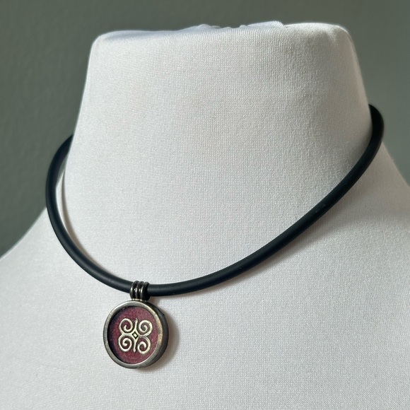 Jewelry - 925 Mexican Silver Humility Symbol Cross Dwennimmen Adinkra Pendant Ghana Fabric